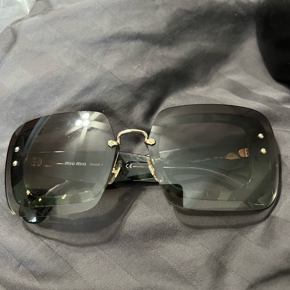 Miu Miu sunglasses - UAG-0A7 , Green Brown Havana Frame, Green Grey Lens